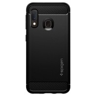 Spigen Rugged Armor удароустойчив силиконов (TPU) калъф за Samsung Galaxy A20e, Matte Black