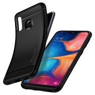 Spigen Rugged Armor удароустойчив силиконов (TPU) калъф за Samsung Galaxy A20e, Matte Black