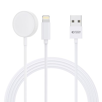Зарядно Tech-Protect UltraBoost за Apple Watch, 2in1 Magnetic Charging кабел & Lightning, 1.5m, White