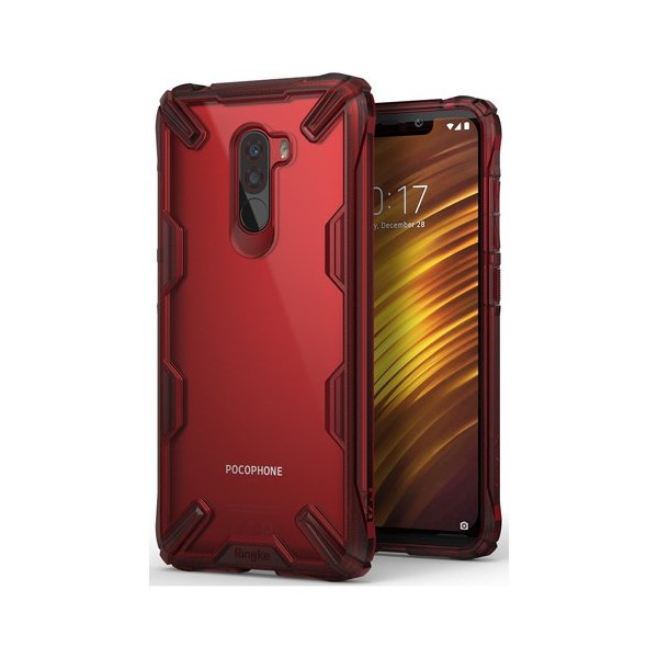 Удароустойчив хибриден кейс Ringke Fusion X за Xiaomi Pocophone F1, Червен