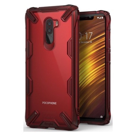 Удароустойчив хибриден кейс Ringke Fusion X за Xiaomi Pocophone F1, Червен