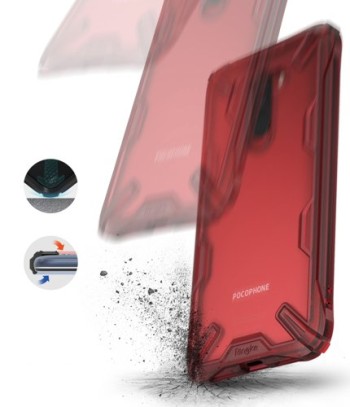 Удароустойчив хибриден кейс Ringke Fusion X за Xiaomi Pocophone F1, Червен