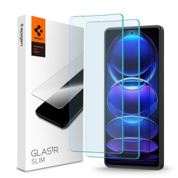 Стъклен протектор Spigen Glas.TR Slim, 2-Pack за Xiaomi Redmi Note 12 Pro / Poco X5 Pro 5G, Clear