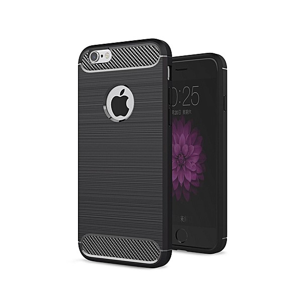 Силиконов калъф Flexible Carbon за iPhone 6/6s Plus Черен