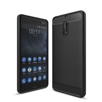 Силиконов калъф Flexible Carbon за Nokia 6 (2018), Черен
