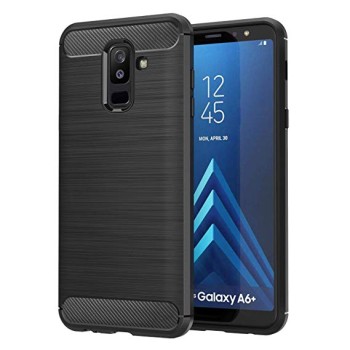 Силиконов калъф Flexible Carbon за Samsung Galaxy A6 Plus Черен