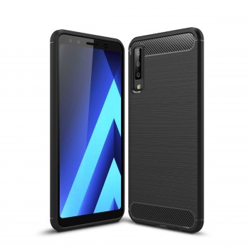 Силиконов калъф Flexible Carbon за Samsung Galaxy A7 (2018), Черен