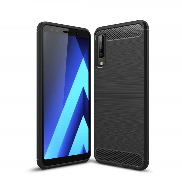 Силиконов калъф Flexible Carbon за Samsung Galaxy A7 (2018), Черен