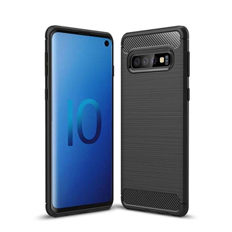 Силиконов калъф Flexible Carbon за Samsung Galaxy S10 Plus Черен