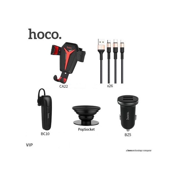 Подаръчен комплект Hoco Vip Royal 5в1 комплект за кола, Черен