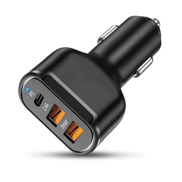 Зарядно за кола fixGuard Smart Power, PD, QC3.0, 1x USB-C, 2x USB, Black
