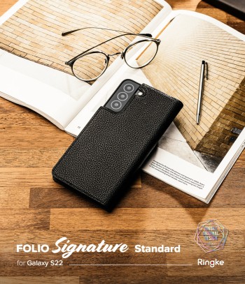 Калъф Ringke Folio Signature Flip Leather За Samsung Galaxy S22+ Plus, Black