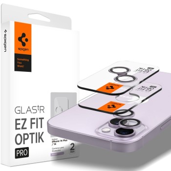 Стъклен Протектор за камера Spigen Optik.TR ”Ez Fit” 2-Pack за iPhone 14 / 14 Plus, Purple